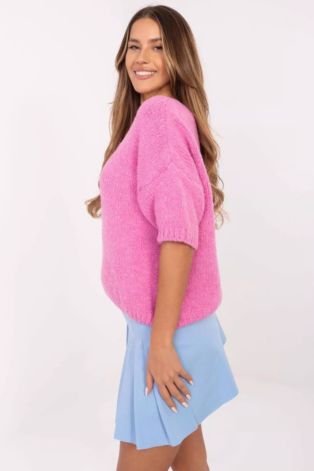 Trumpas rankoves megztinis, modelis 206738, Italy Moda
