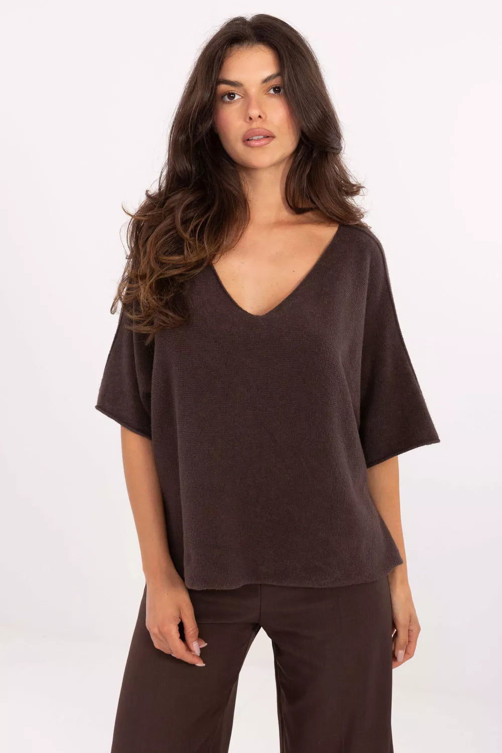 Megztinis trumpomis rankovėmis, modelis 216679 Italy Moda