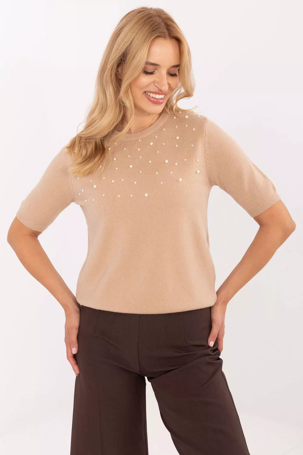 Megztinis trumpomis rankovėmis, modelis 216756, gamyklinė kaina.