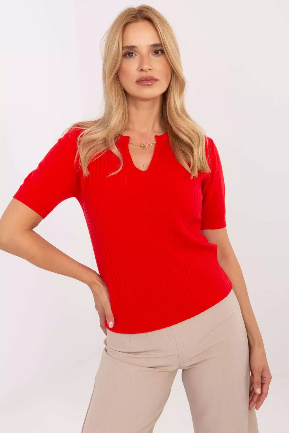 Megztinis trumpomis rankovėmis modelis 216769 Factory Price