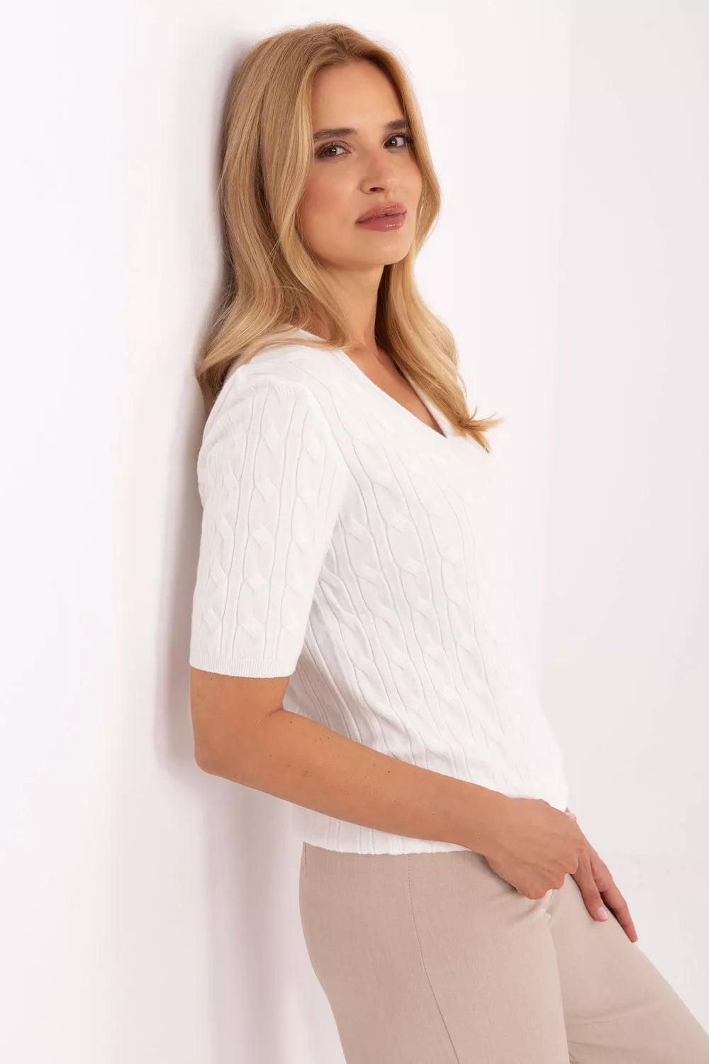 Megztinis trumpomis rankovėmis modelis 217330 Factory Price
