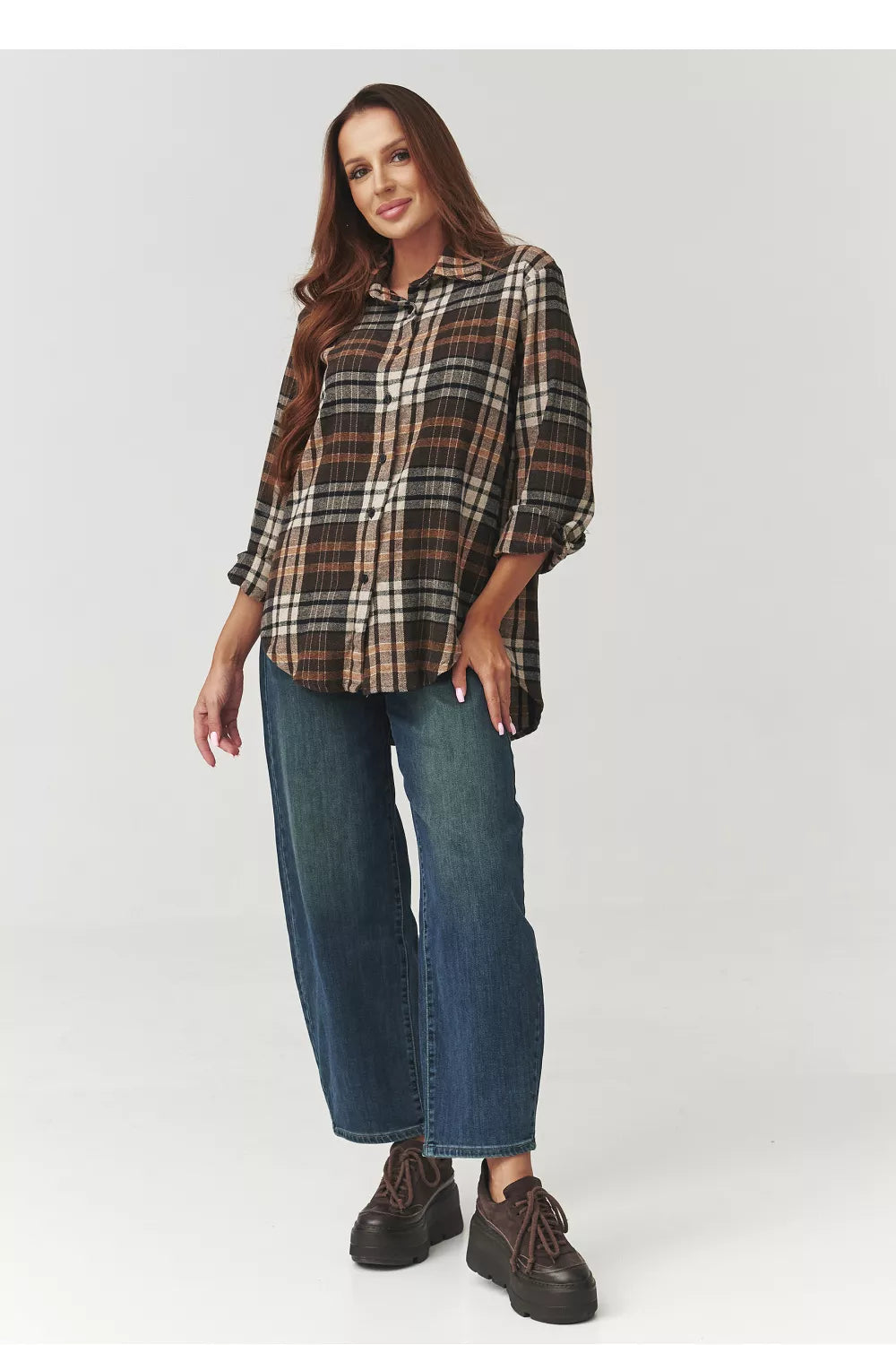 Marškiniai ilgomis rankovėmis modelis 219733 Makadamia