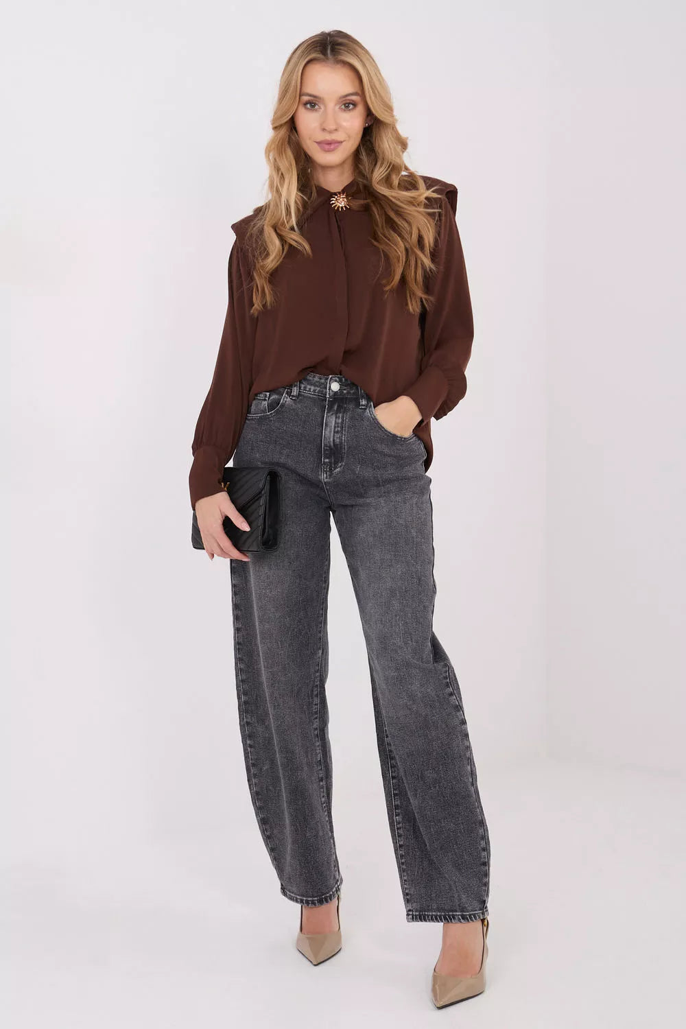 Ilgomis rankovėmis marškiniai modelis 221754 Italy Moda