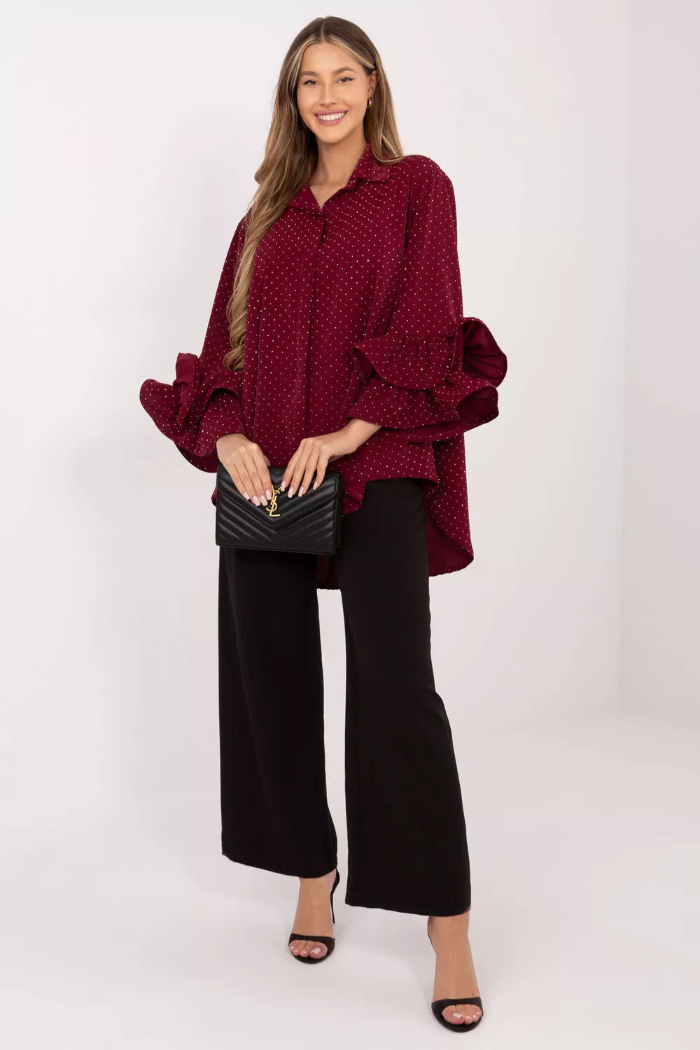 Ilga apykaklė marškiniai modelis 222148 Italy Moda