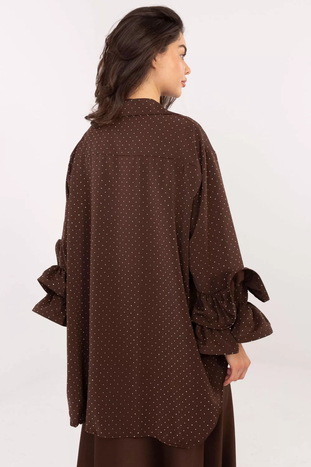 Ilga apykaklė marškiniai, modelis 222149 Italy Moda