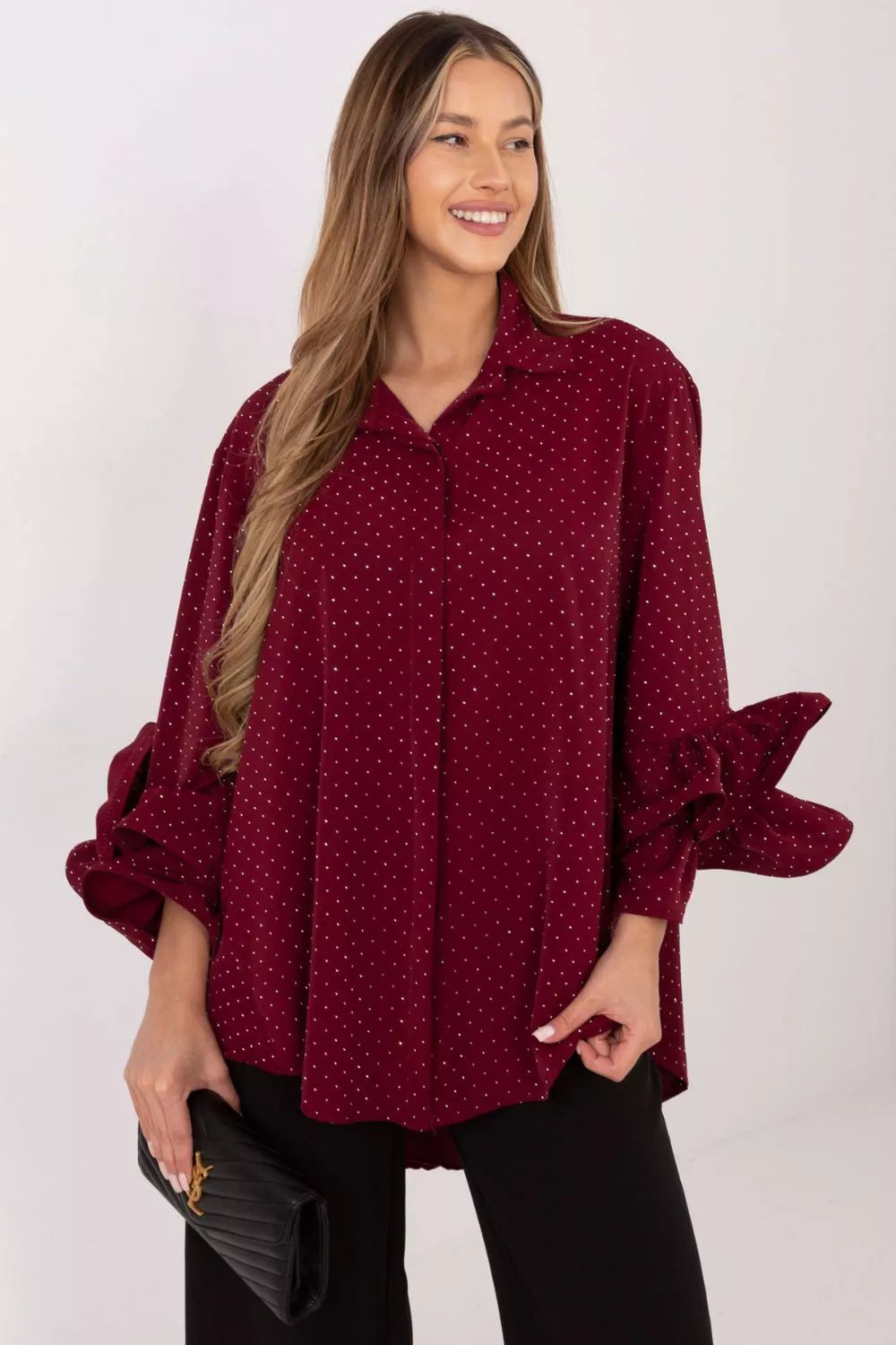 Ilga apykaklė marškiniai modelis 222148 Italy Moda