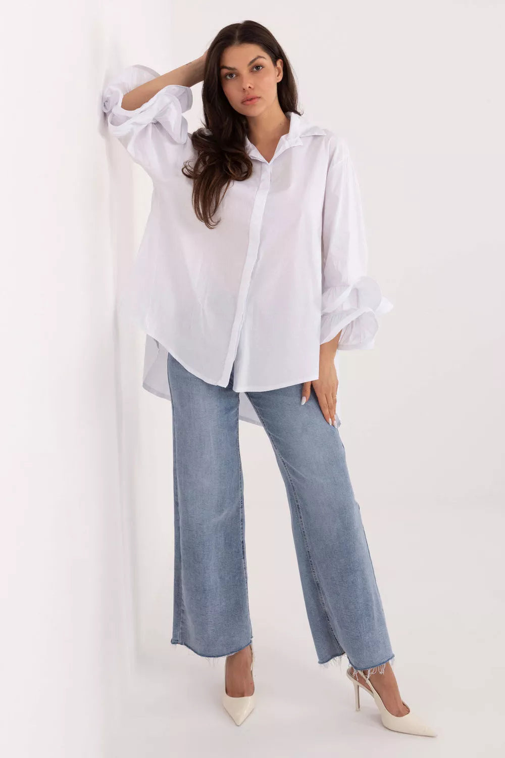 Ilga apykaklė (rankovėmis) marškiniai 222315 Italy Moda