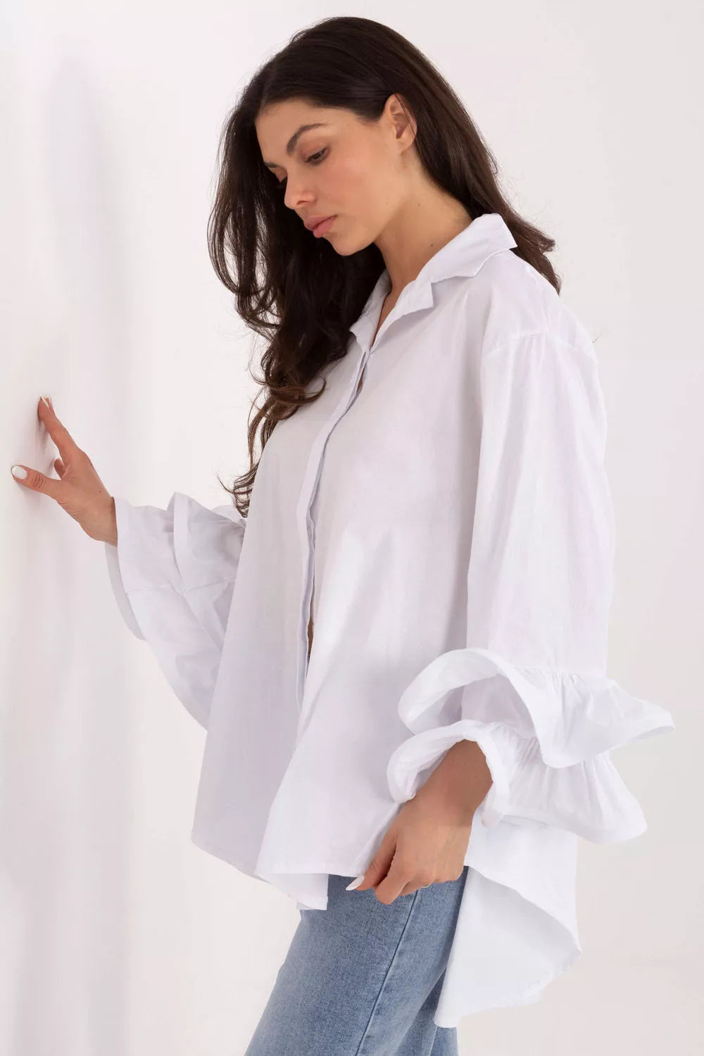 Ilga apykaklė (rankovėmis) marškiniai 222315 Italy Moda