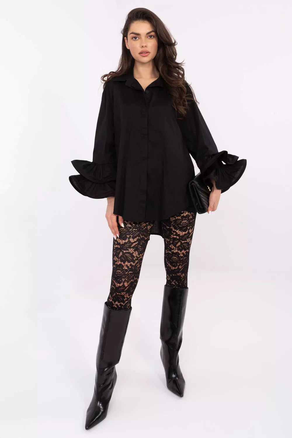 Ilga apykaklė marškiniai modelis 222316 Italy Moda