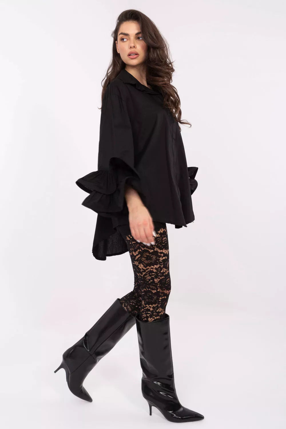 Ilga apykaklė marškiniai modelis 222316 Italy Moda