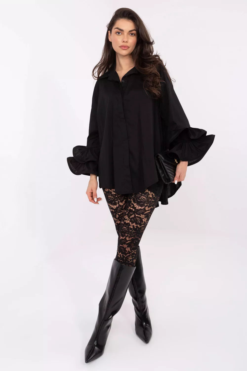 Ilga apykaklė marškiniai modelis 222316 Italy Moda
