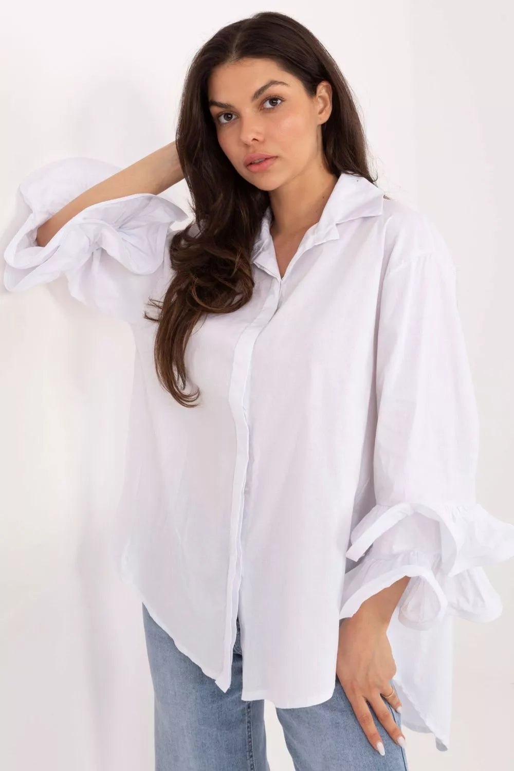 Ilga apykaklė (rankovėmis) marškiniai 222315 Italy Moda