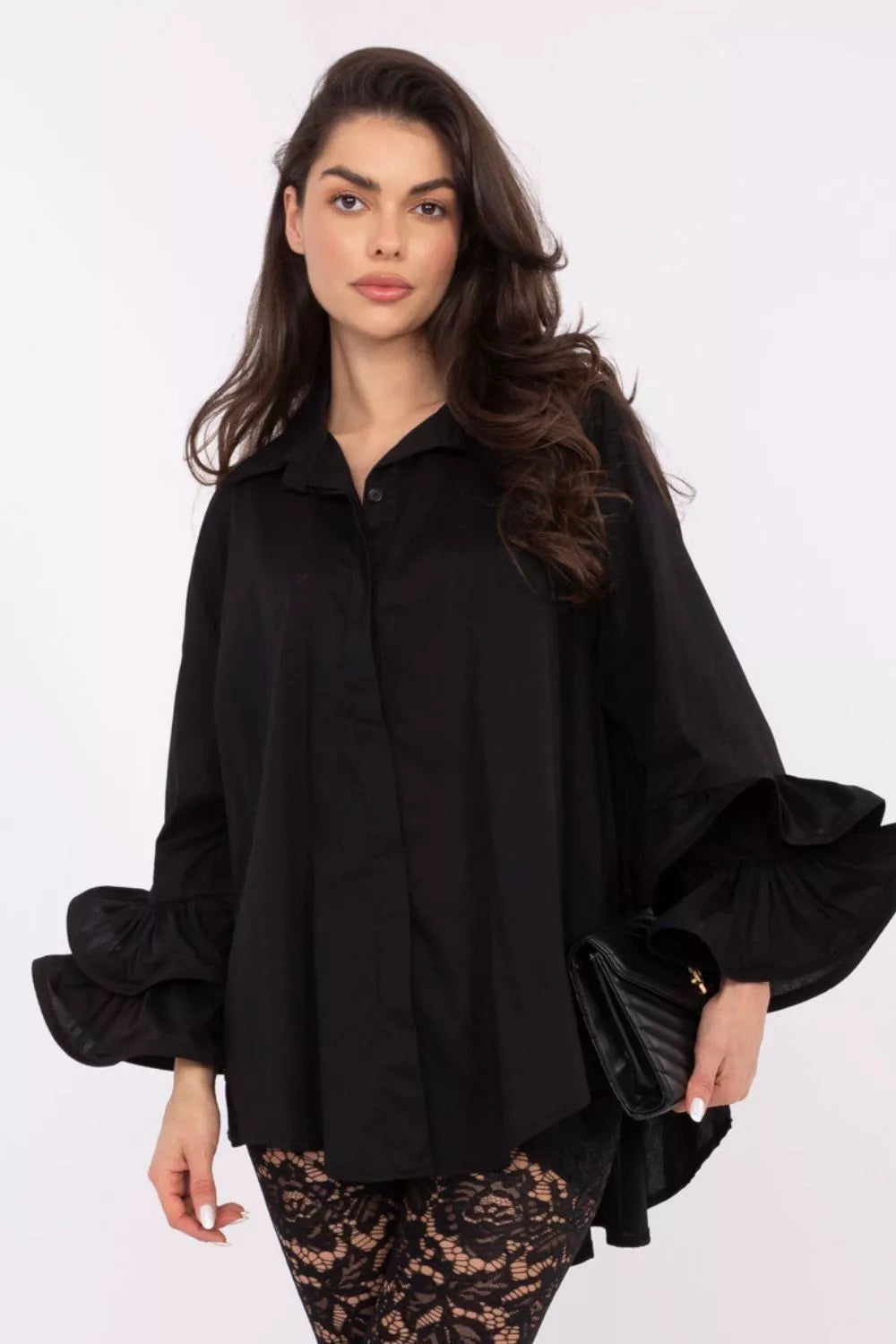 Ilga apykaklė marškiniai modelis 222316 Italy Moda