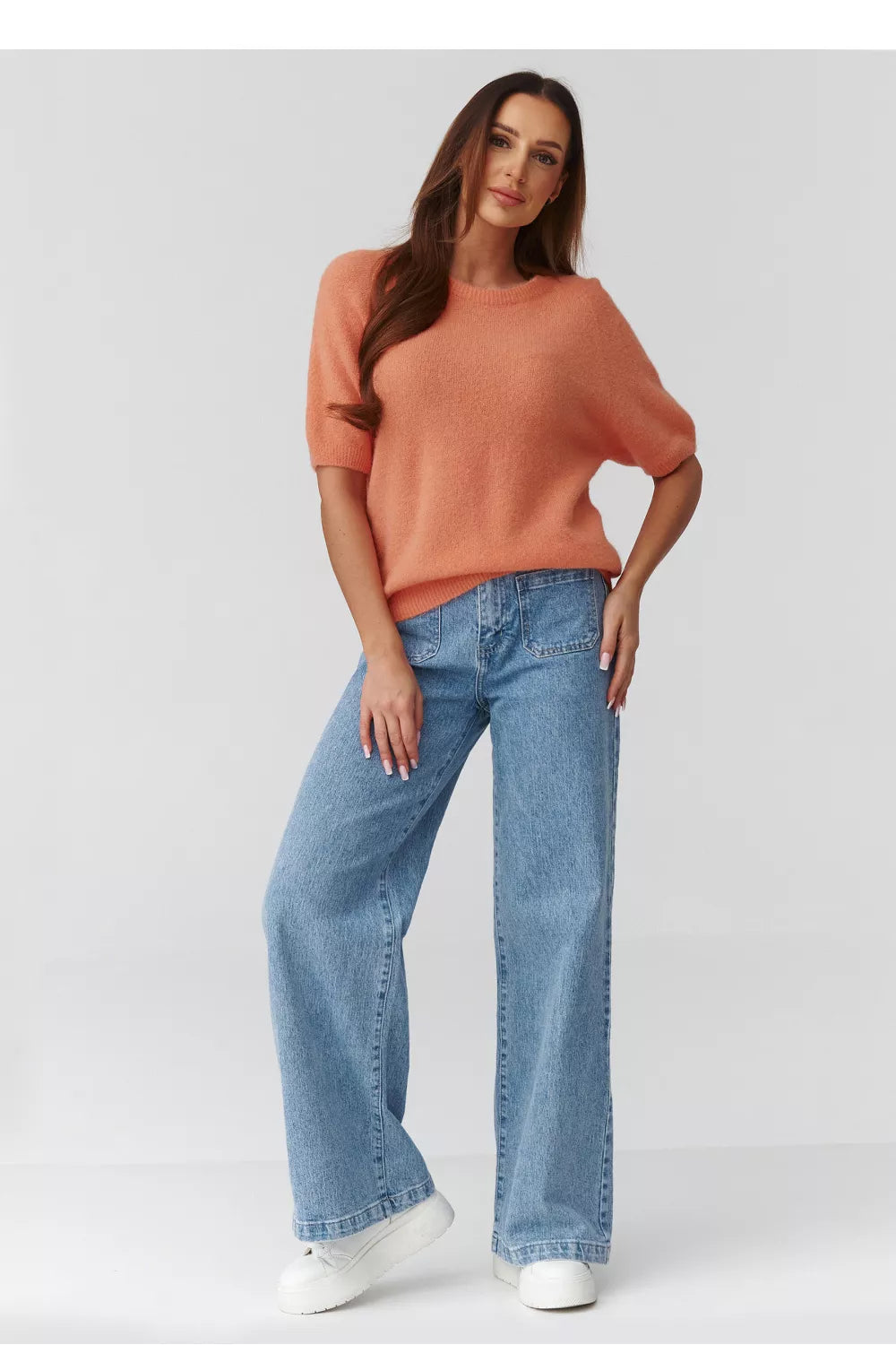 Trumpas megztinis, modelis 224080, Makadamia
