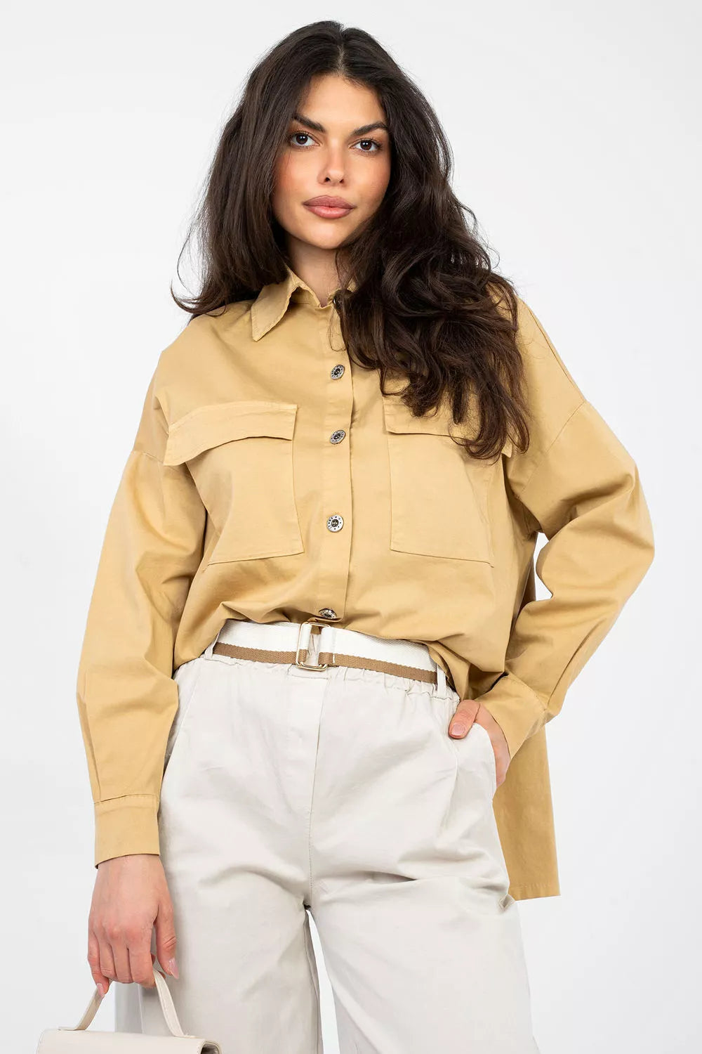 Maroniniai marškiniai ilgomis rankovėmis, modelis 224200 Italy Moda