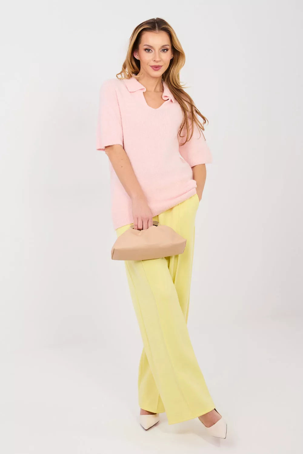 Megztinis trumpomis rankovėmis modelis 224866 Italy Moda