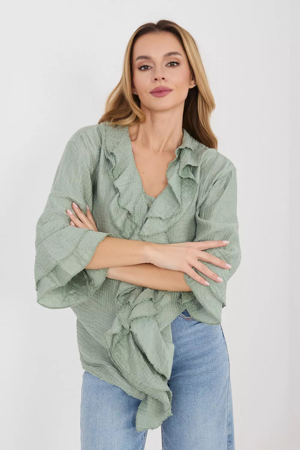 Ilgo rankovių marškiniai, modelis 225521 Italy Moda
