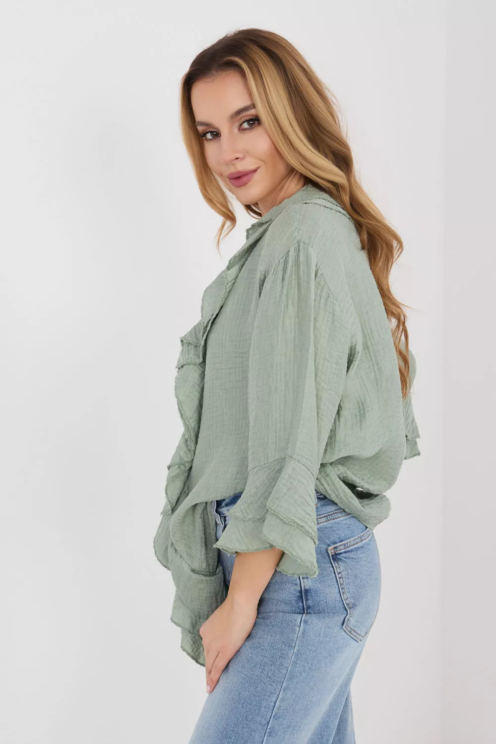 Ilgo rankovių marškiniai, modelis 225521 Italy Moda
