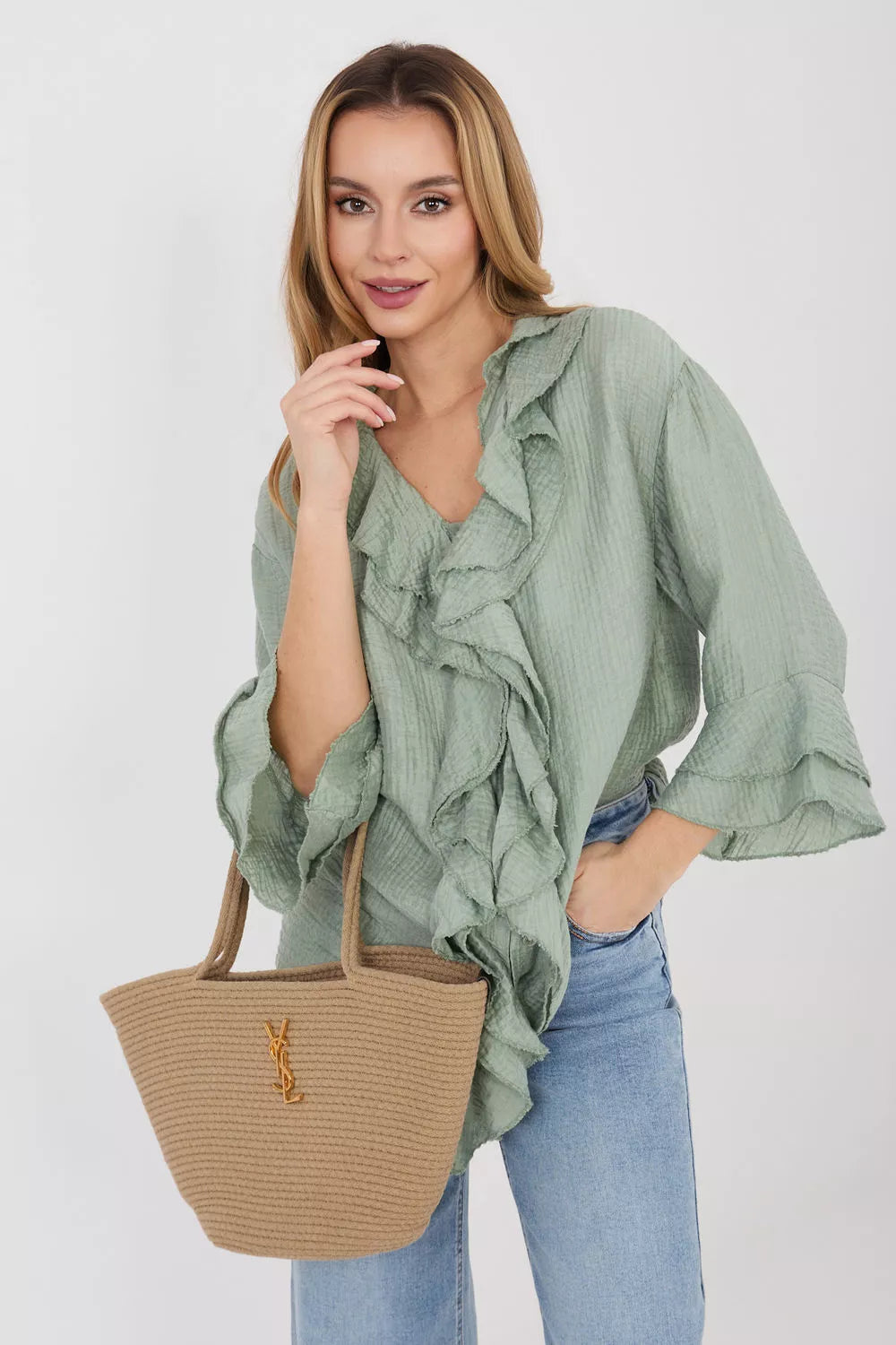 Ilgo rankovių marškiniai, modelis 225521 Italy Moda