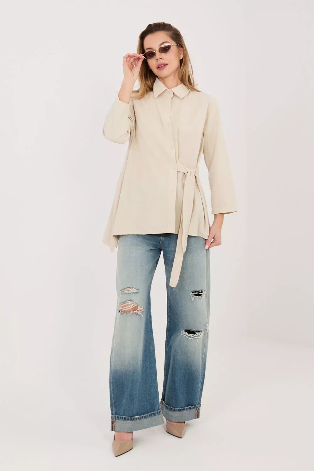 Ilgomis rankovėmis marškiniai, modelis 225891 Rue Paris