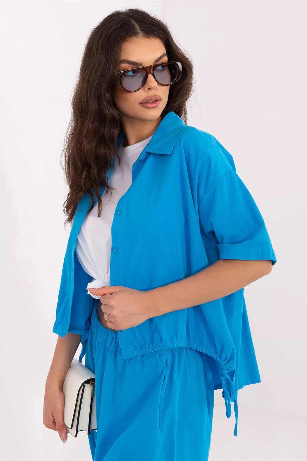 Medžiaginis trumpomis rankovėmis modelis 226017 Italy Moda