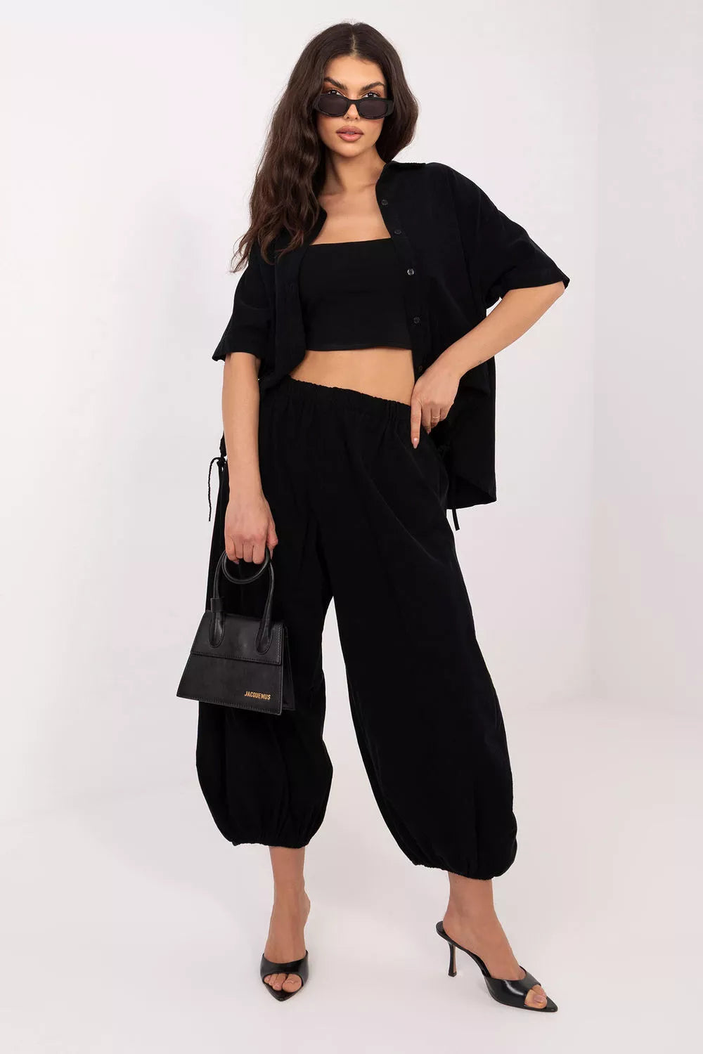Trumpių rankovių marškiniai, modelis 226020 Italy Moda