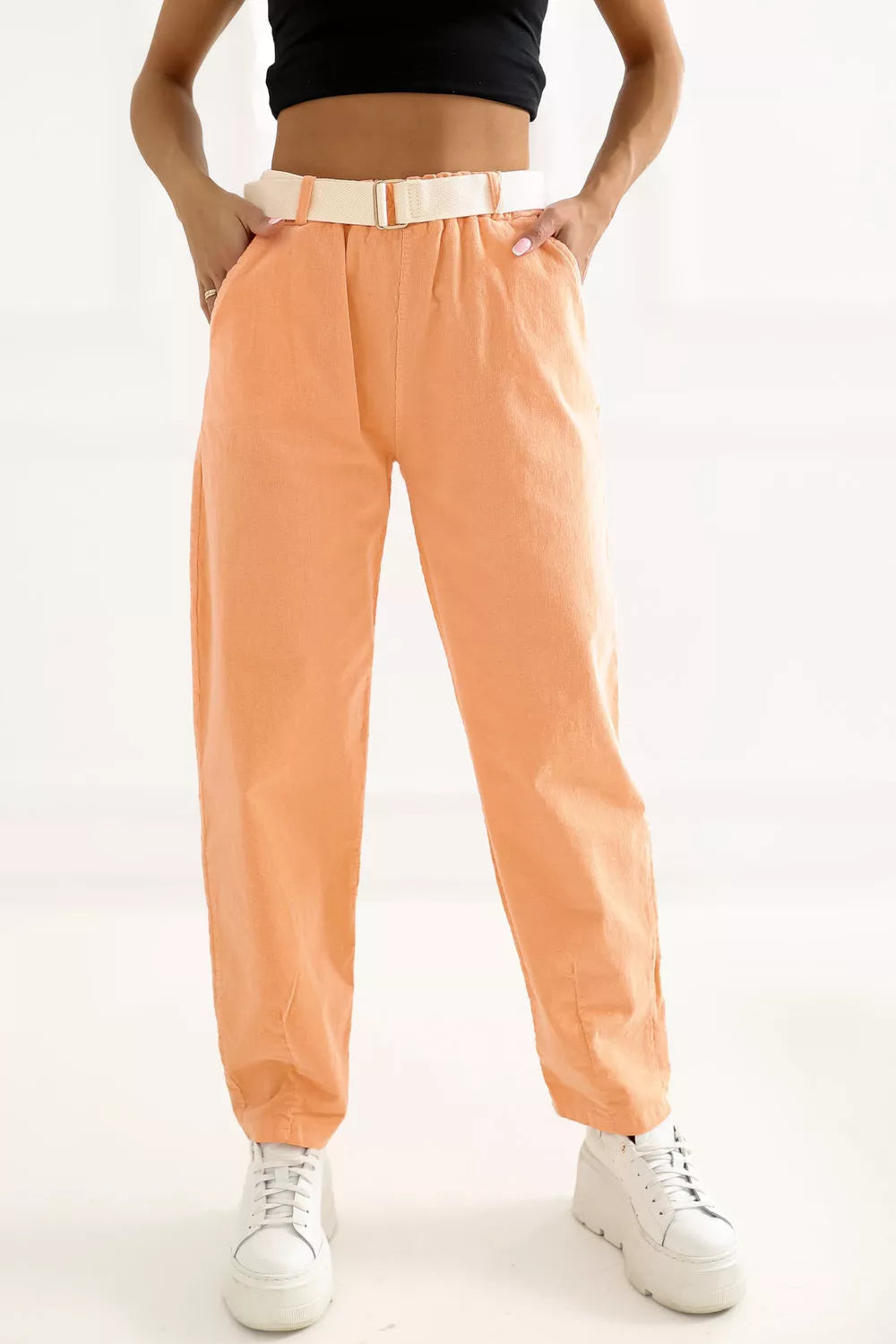 velvetinės kelnės modelis 226458 Italy Moda