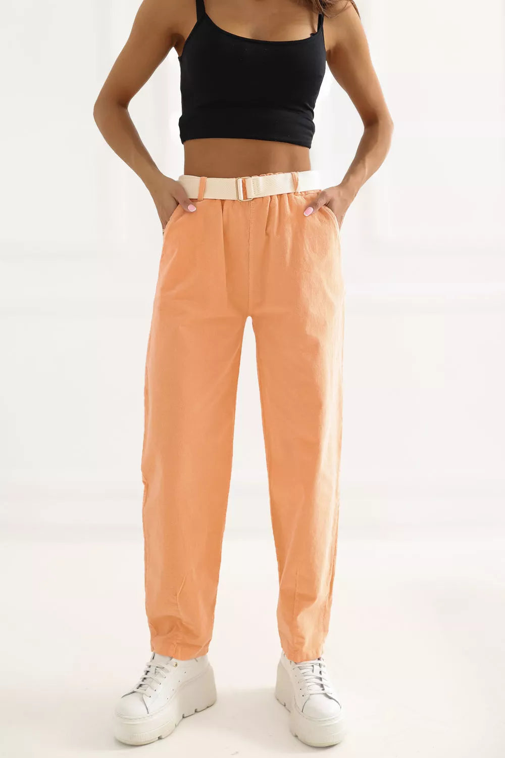 velvetinės kelnės modelis 226458 Italy Moda