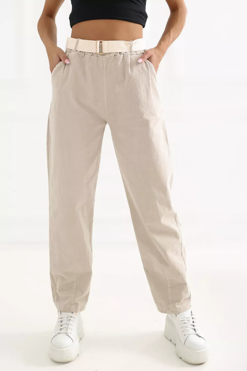 velvetinės kelnės modelis 226459 Italy Moda