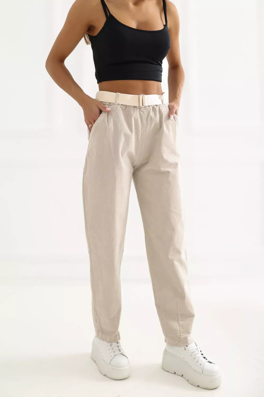 velvetinės kelnės modelis 226459 Italy Moda
