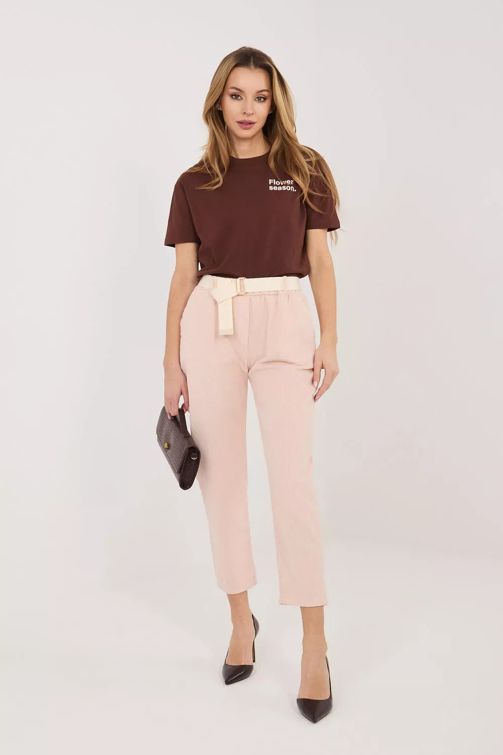 velvetinės kelnės modelis 226479 Italy Moda