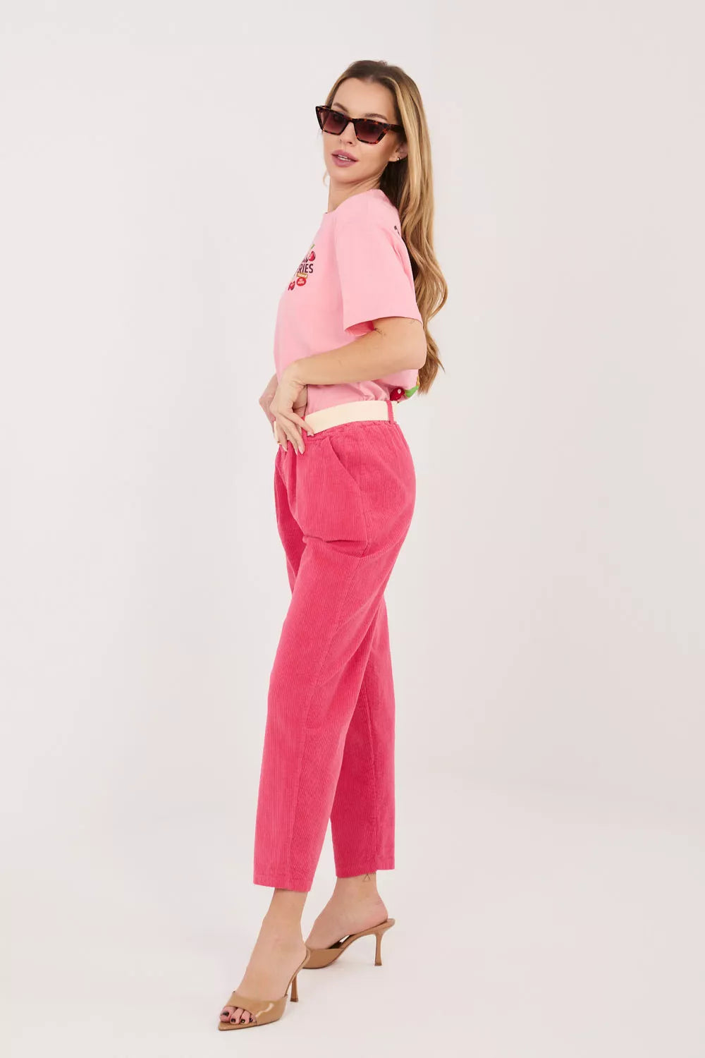velvetinės kelnės modelis 226483 Italy Moda