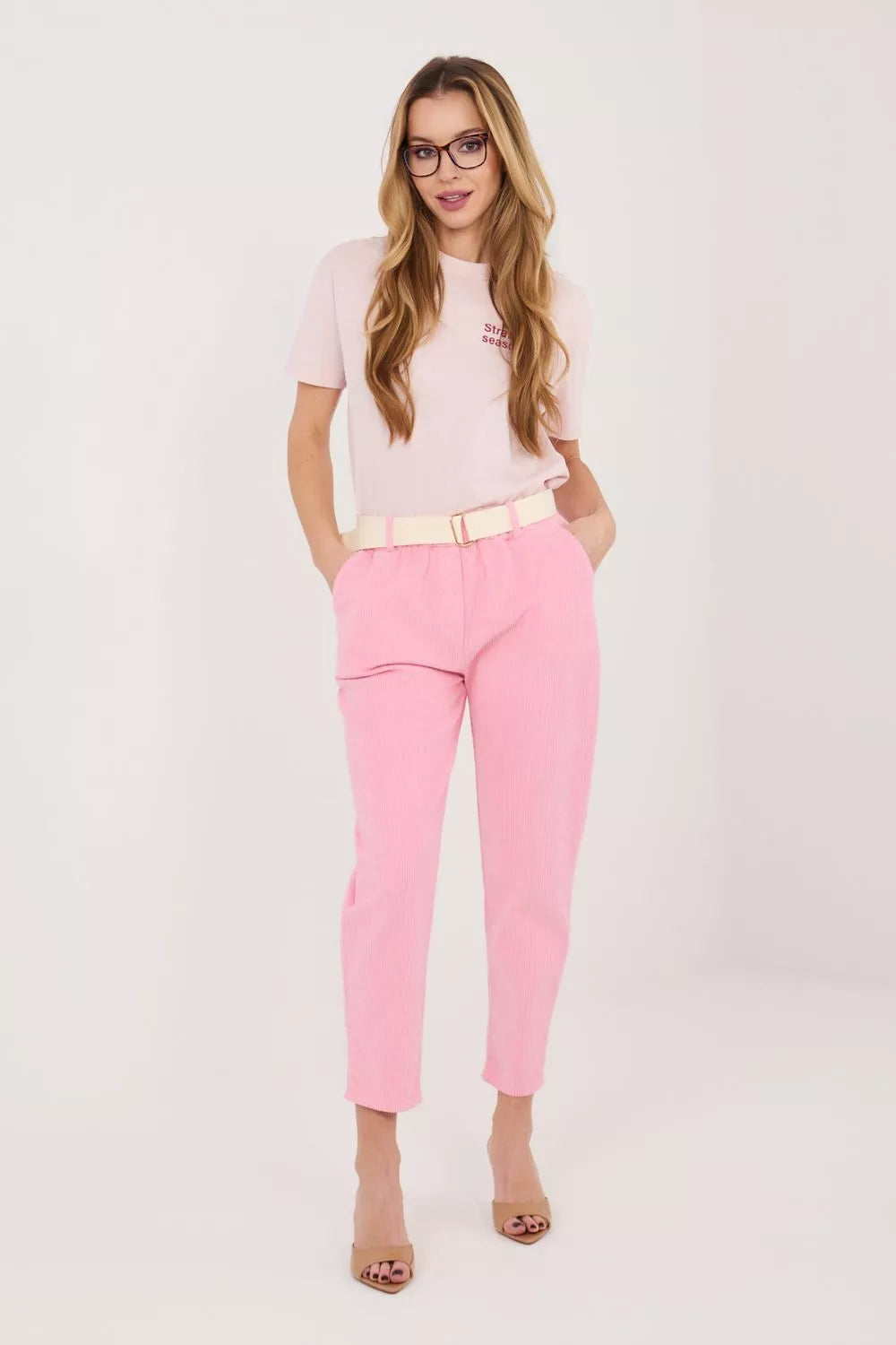 velvetinės kelnės modelis 226480 Italy Moda
