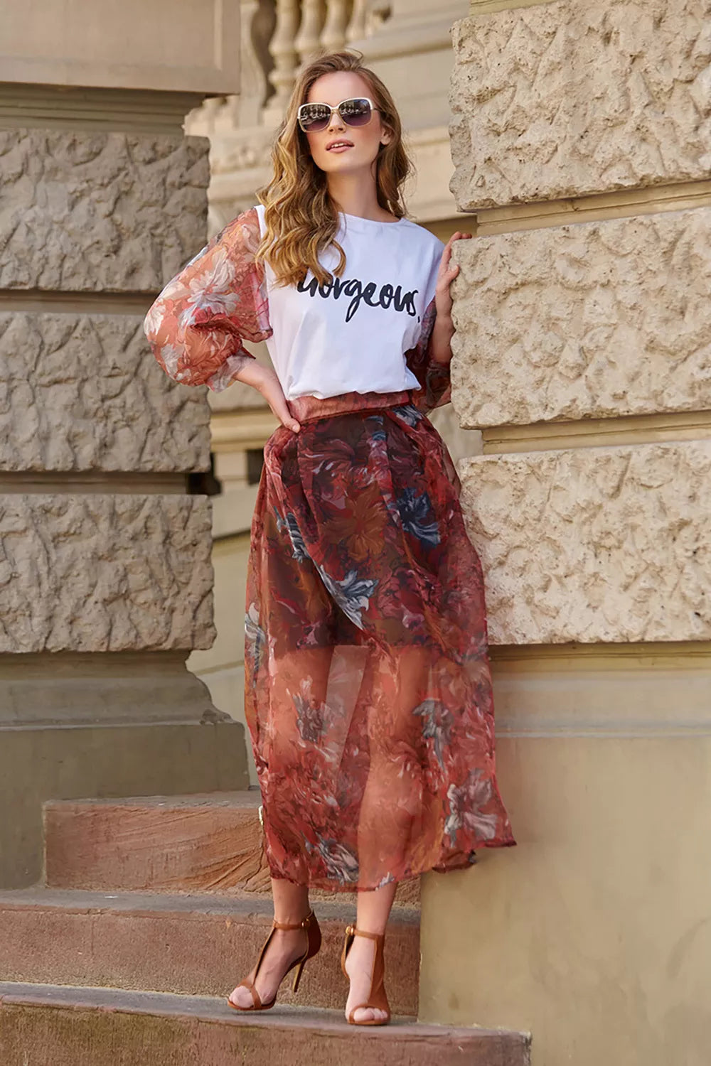 Ilgi sijonas, modelis 145582, Makadamia